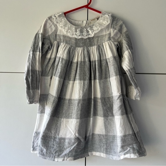 Eligo Grey Glitter Plaid Flannel Collared Dress - Picture 1 of 5